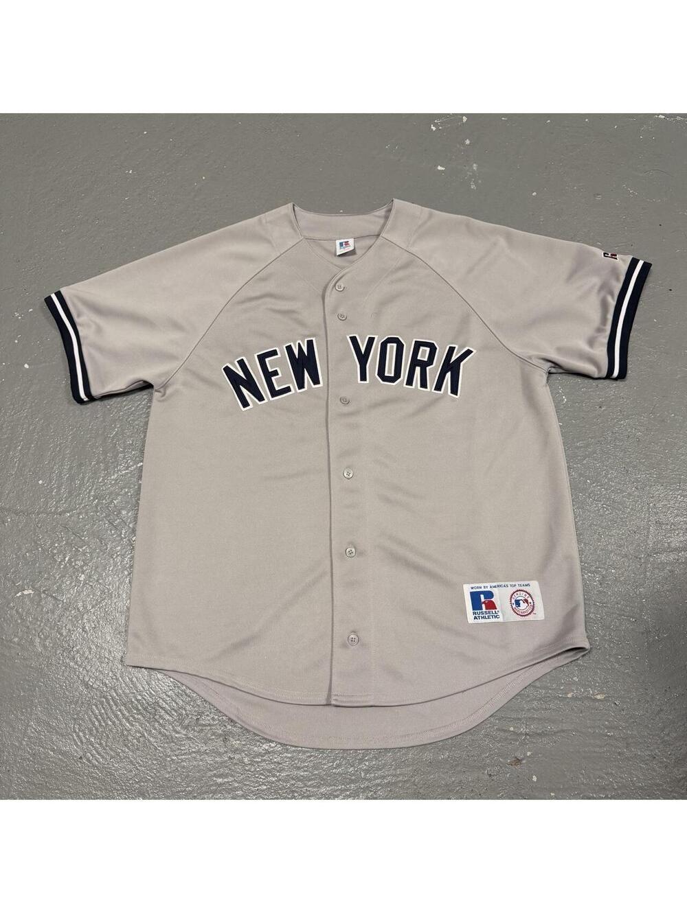 Vintage New York Yankees Gray and Blue Baseball Jersey